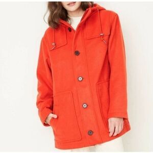 NWT A New Day Red Orange Hooded Coat Peacoat Size XL